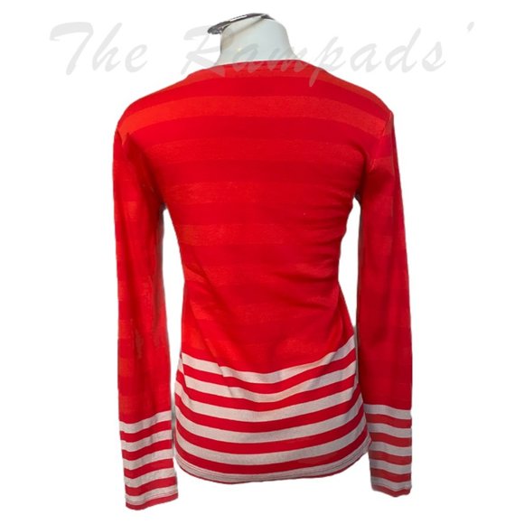 NWOT Ann Taylor Red and Tan/Khaki Toned Striped Long-sleeve T-shirt Size… - Picture 5 of 7